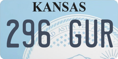 KS license plate 296GUR