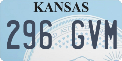 KS license plate 296GVM