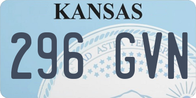 KS license plate 296GVN