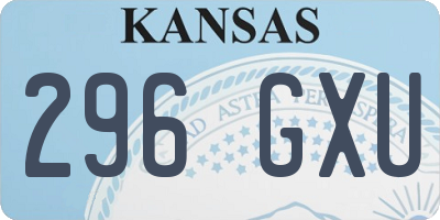 KS license plate 296GXU