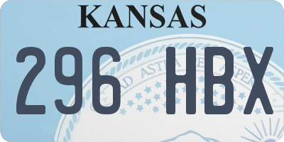 KS license plate 296HBX