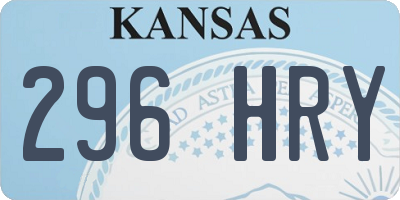 KS license plate 296HRY