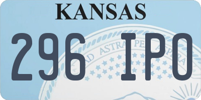 KS license plate 296IPO