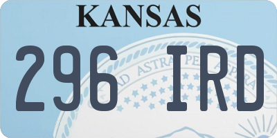 KS license plate 296IRD