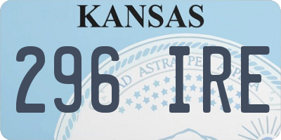KS license plate 296IRE