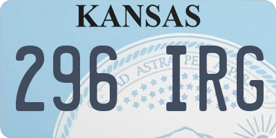 KS license plate 296IRG