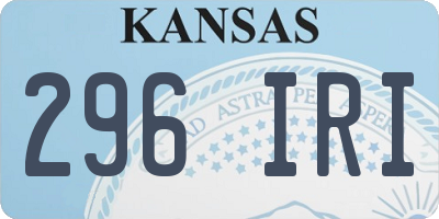 KS license plate 296IRI
