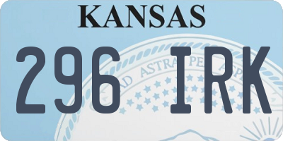 KS license plate 296IRK