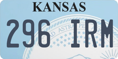 KS license plate 296IRM
