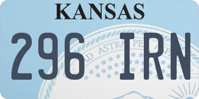 KS license plate 296IRN