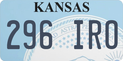 KS license plate 296IRO