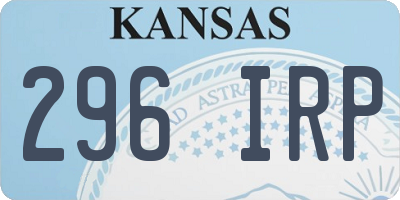 KS license plate 296IRP