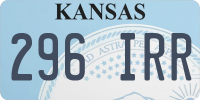 KS license plate 296IRR