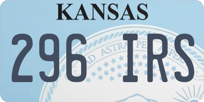 KS license plate 296IRS