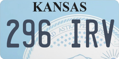 KS license plate 296IRV