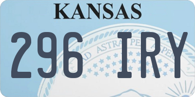 KS license plate 296IRY