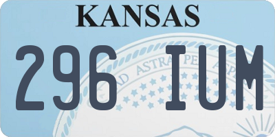 KS license plate 296IUM