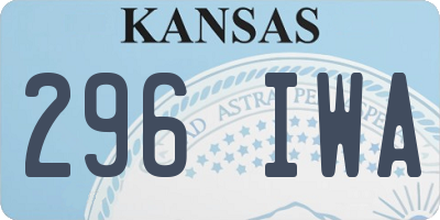 KS license plate 296IWA