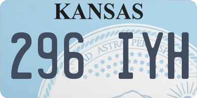 KS license plate 296IYH