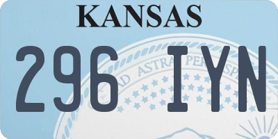 KS license plate 296IYN