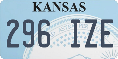 KS license plate 296IZE