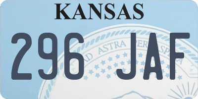 KS license plate 296JAF