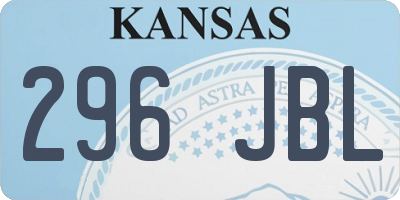 KS license plate 296JBL