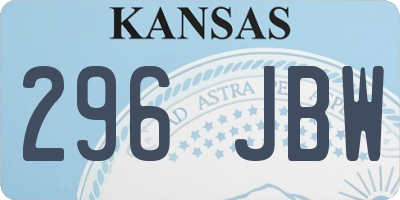 KS license plate 296JBW