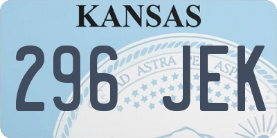 KS license plate 296JEK