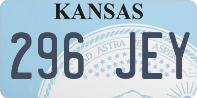 KS license plate 296JEY