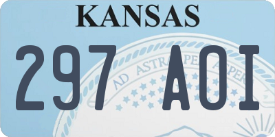 KS license plate 297AOI