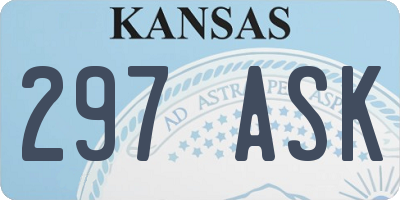 KS license plate 297ASK