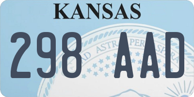 KS license plate 298AAD