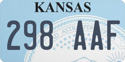 KS license plate 298AAF