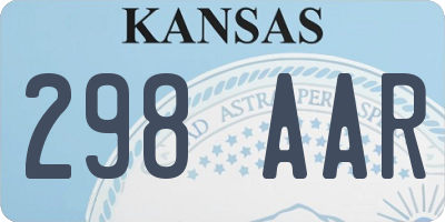 KS license plate 298AAR