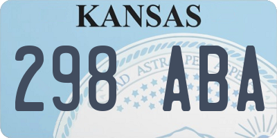KS license plate 298ABA