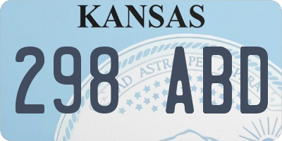 KS license plate 298ABD