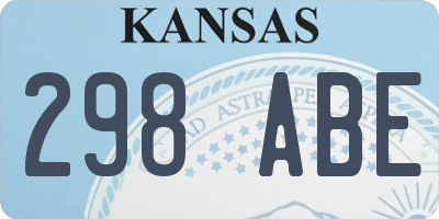 KS license plate 298ABE