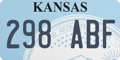 KS license plate 298ABF