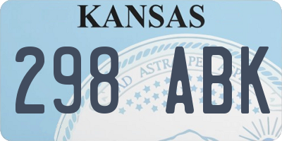 KS license plate 298ABK