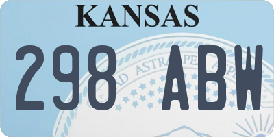 KS license plate 298ABW