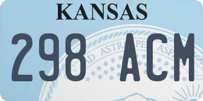 KS license plate 298ACM