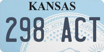 KS license plate 298ACT