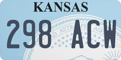 KS license plate 298ACW