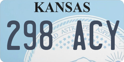 KS license plate 298ACY