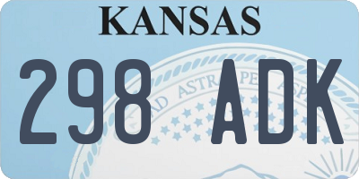 KS license plate 298ADK