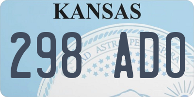 KS license plate 298ADO