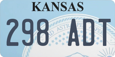KS license plate 298ADT