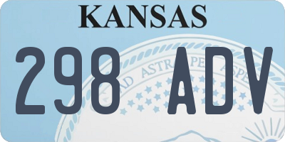 KS license plate 298ADV