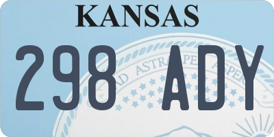 KS license plate 298ADY